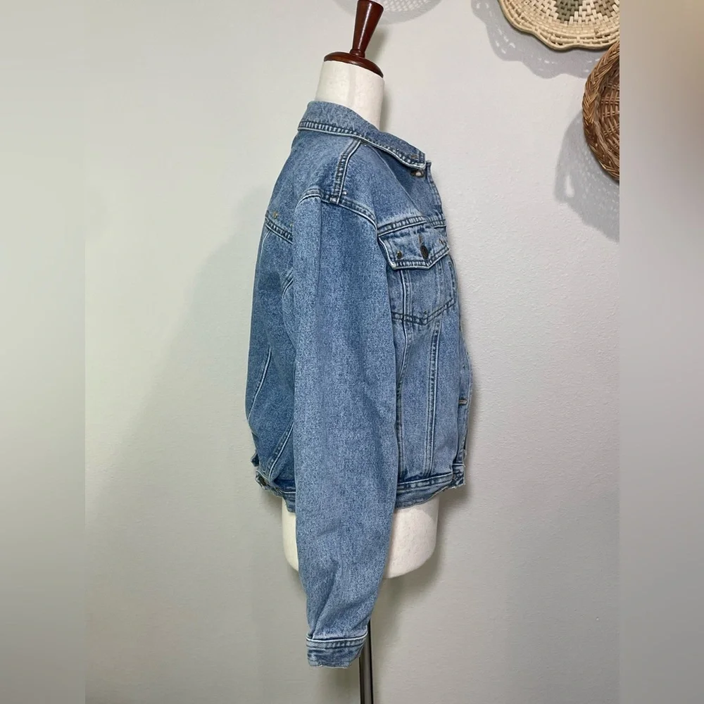 Vintage Jay Jacobs Embellished Upcycled 80s Trucker Denim Jean Jacket Size Small